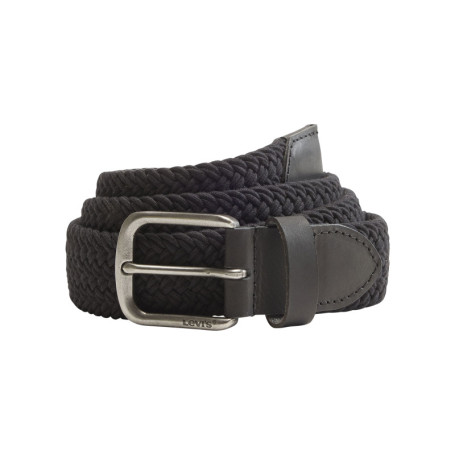 Ceinture tressée en coton mélangé noire unie...