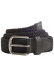 Thumbnail Ceinture tressée en coton mélangé noire unie avec une boucle métallique