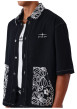 Thumbnail Blouson en jean en coton noir uni avec une coupe droite et un col chemise - Image 4