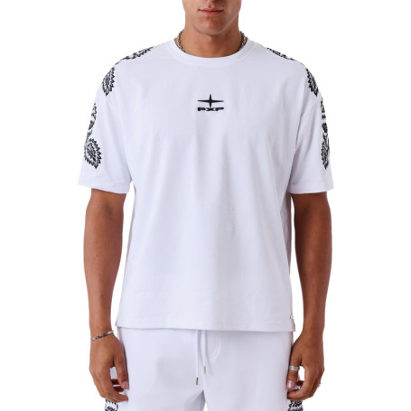T-shirt en coton blanc uni avec une coupe...