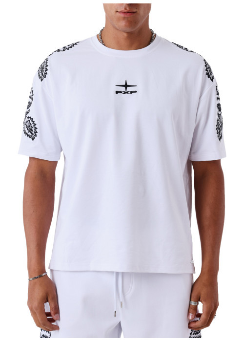 T-shirt en coton blanc uni avec une coupe...