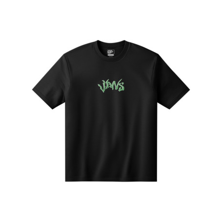 T-shirt en coton noir uni avec un col rond et...
