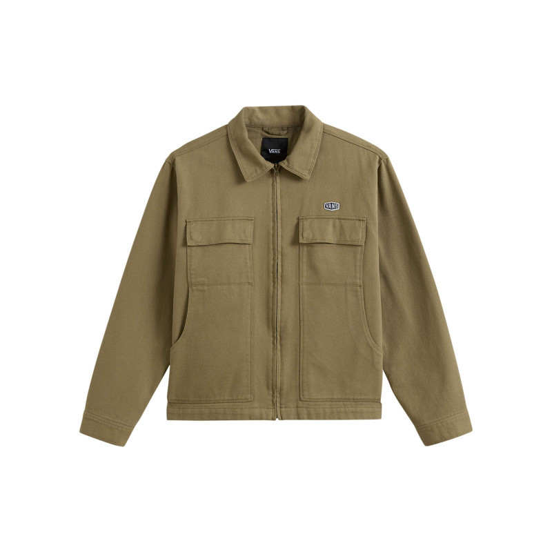 Vans - Blouson En Coton Vert Olive Uni Avec Une Coupe Droite Et Un Col Chemise - Vert Vans - Blouson En Coton Vert Olive Uni Avec Une Coupe Droite Et Un Col Chemise - Vert