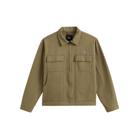Blouson en coton vert olive uni avec une coupe...