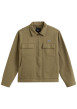 Thumbnail Blouson en coton vert olive uni avec une coupe droite et un col chemise