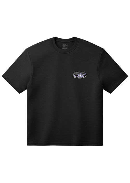 T-shirt en coton noir uni imprimé avec une...