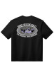 Thumbnail T-shirt en coton noir uni imprimé avec une coupe droite et un col rond - Image 2