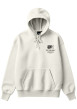 Thumbnail Sweat écru uni imprimé avec une coupe droite et une capuche