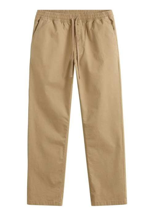 Pantalon chino en coton camel uni pourvu d'un cordon de serrage