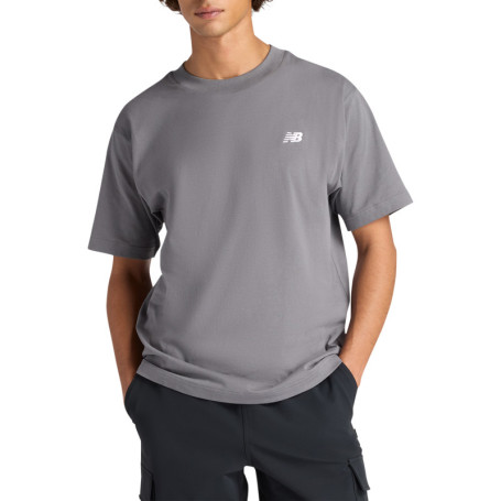 T-shirt en coton gris uni avec une coupe droite...