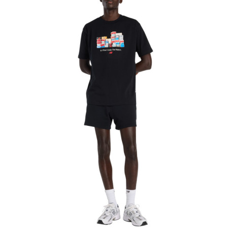 T-shirt en coton noir à imprimé avec une coupe...