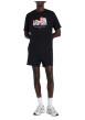 Thumbnail T-shirt en coton noir à imprimé avec une coupe droite et un col rond
