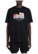 Thumbnail T-shirt en coton noir à imprimé avec une coupe droite et un col rond - Image 2