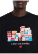 Thumbnail T-shirt en coton noir à imprimé avec une coupe droite et un col rond - Image 5