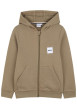 Thumbnail Sweat zippé en coton taupe à coupe ajustée pourvu d'un col à capuche