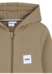 Thumbnail Sweat zippé en coton taupe à coupe ajustée pourvu d'un col à capuche - Image 4
