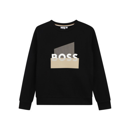 Pull en coton noir à coupe ajustée pourvu du...