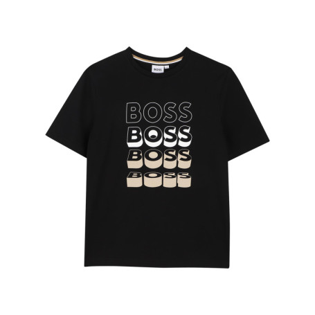 T-shirt en coton noir à coupe droite pourvu du...