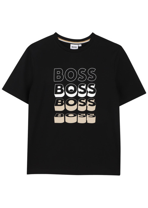 T-shirt en coton noir à coupe droite pourvu du...