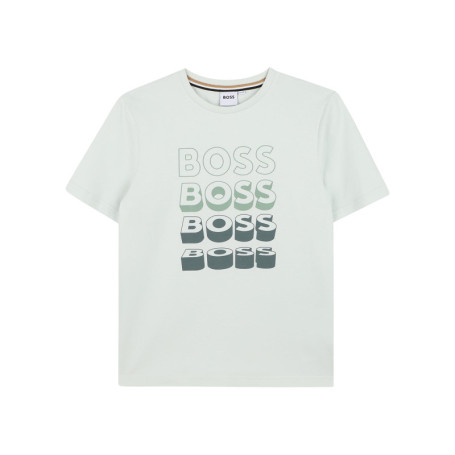T-shirt en coton vert d'eau à coupe droite...