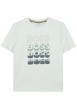 Thumbnail T-shirt en coton vert d'eau à coupe droite pourvu du nom de la marque
