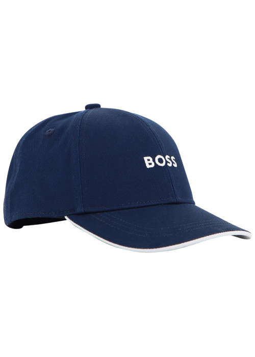 Casquette en coton marine pourvue du nom de la marque à l'avant
