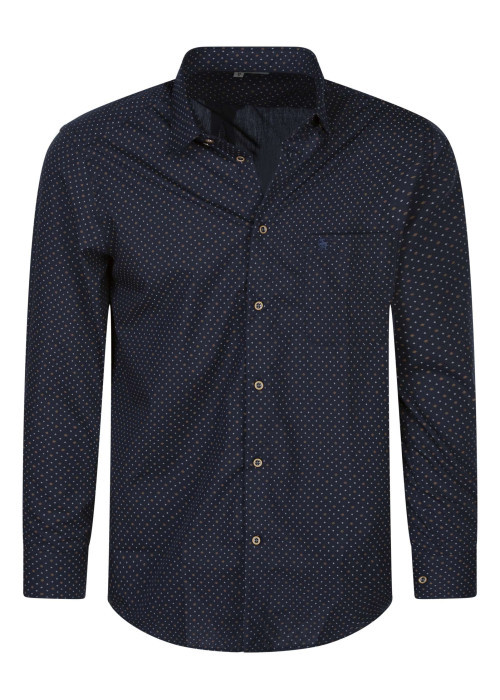 Chemise marine à motifs avec un col à revers et des manches longues