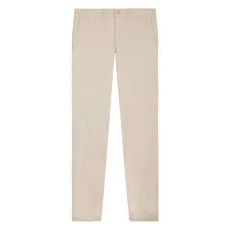 Pantalon chino en coton beige uni avec une...
