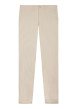 Thumbnail Pantalon chino en coton beige uni avec une coupe cigarette à zip et bouton