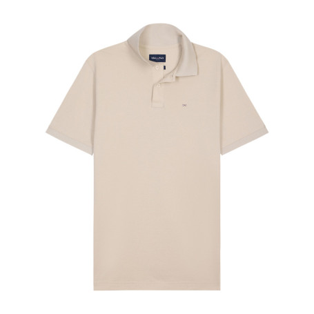 Polo en coton beige uni avec une coupe droite...