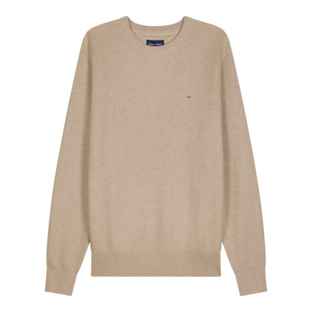 Pull en coton beige uni avec une coupe droite...