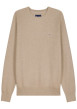 Thumbnail Pull en coton beige uni avec une coupe droite et un col rond