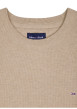 Thumbnail Pull en coton beige uni avec une coupe droite et un col rond - Image 2