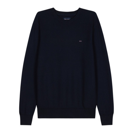 Pull en coton marine uni avec une coupe droite...