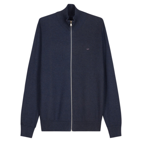 Gilet en coton marine uni avec une coupe droite...