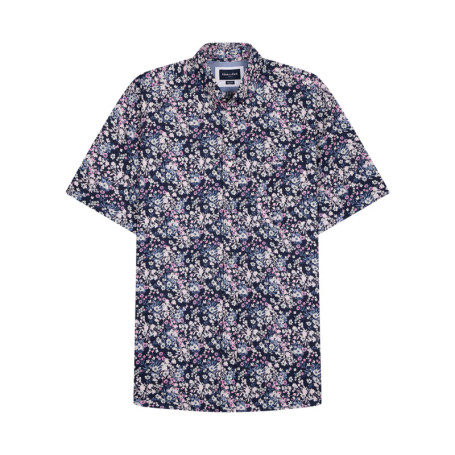 Chemise en coton noire à motif floral avec une...
