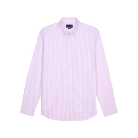 Chemise en coton rose à rayures avec une coupe...