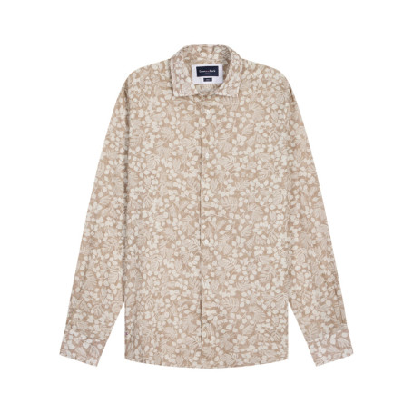 Chemise en coton beige avec des motifs floraux...
