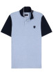 Thumbnail Polo en coton bleu uni avec une coupe droite et un col à revers