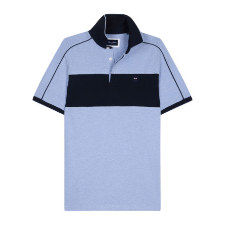 Polo en coton bleu avec une coupe droite et un...