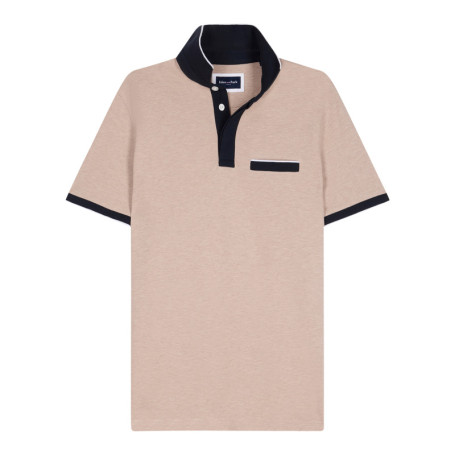 Polo en coton beige uni avec une coupe droite...
