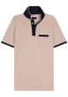 Thumbnail Polo en coton beige uni avec une coupe droite et un col à revers boutonné