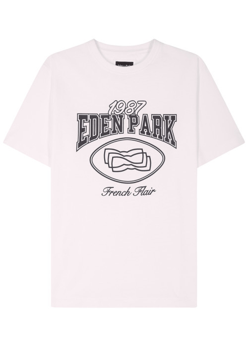 T-shirt en coton blanc à imprimé avec une coupe...