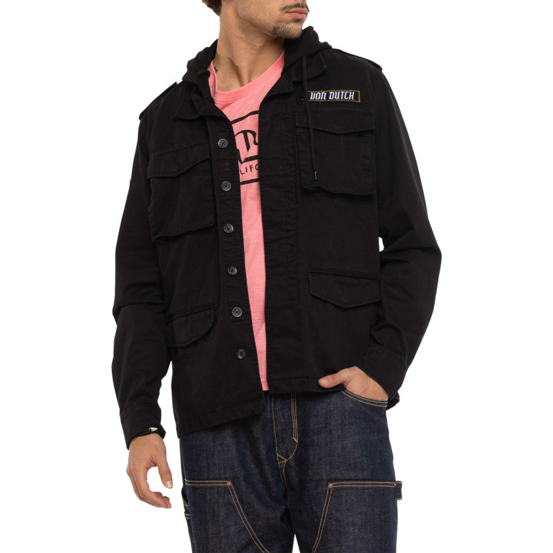 Von Dutch - Blouson En Jean En Coton Noir Uni à Coupe Droite Avec Capuche - Noir