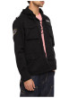 Thumbnail Blouson en jean en coton noir uni à coupe droite avec capuche - Image 3