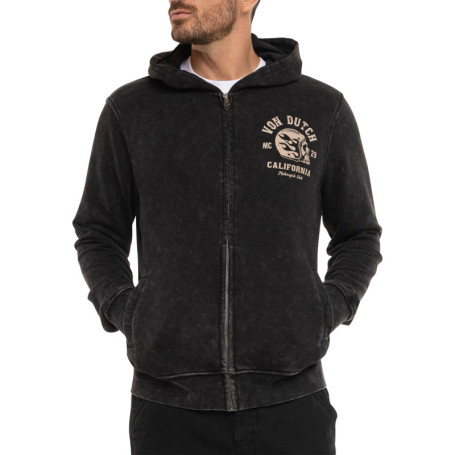 Sweat zippé gris foncé uni avec une coupe...