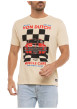 Thumbnail T-shirt en coton beige imprimé avec une coupe droite et un col rond