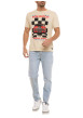 Thumbnail T-shirt en coton beige imprimé avec une coupe droite et un col rond - Image 3