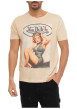 Thumbnail T-shirt en coton beige imprimé avec une coupe droite et un col rond