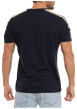 Thumbnail T-shirt en coton marine imprimé avec un col en v et un imprimé - Image 2